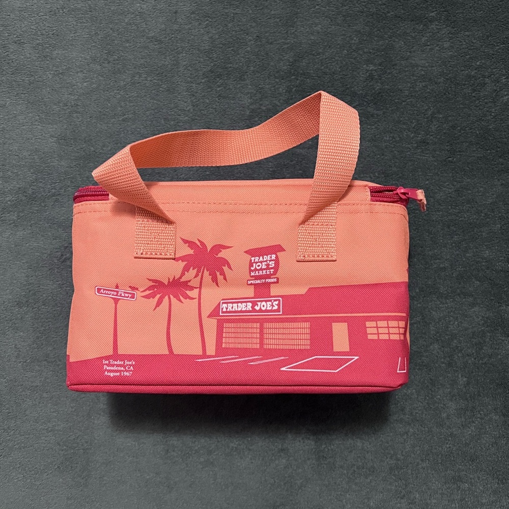 NWT Sets of 2-Trader Joe's Insulated Lunch Bags - Coral and Blue - Picture 5 of 9